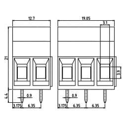 MV462-6,35-V-GY EUROCLAMP Blocuri de conexiuni pentru circuite imprimate