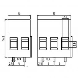 MVE253-5-H EUROCLAMP Borniers pour circuits imprimés, avec vis