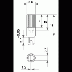 PT 15/5214 BK PIHER Buton rotativ al axului pentru PT15 D6xL19mm negru