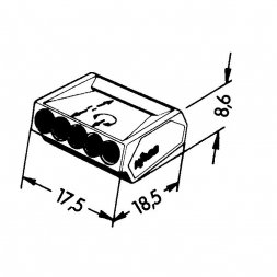 273-101 WAGO Złączka instalacyjna PUSH WIRE 5-przewod. 1,5mm2 18A 1P szara