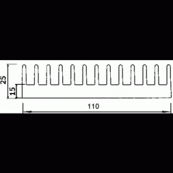ZH-0610/100AL GAMA ALUMINIUM Kühlkörper AL Standard L=100mm 111,33x25