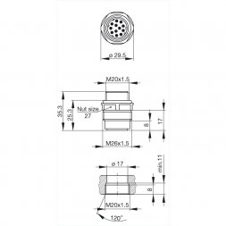 N11R AM 2 D M20 HIRSCHMANN Conectores industriales circulares