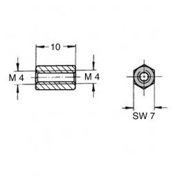 DI7 M4x10 VARIOUS Separadores metálicos
