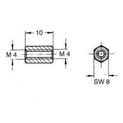 DSMM M4x10 (05.30.410) ETTINGER Plastové dištančné stĺpiky so závitom