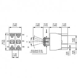 646H/2 APEM Toggle Switch D12mm 1-1 DPDT 15A 250VAC, F6,3