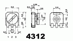 4312-SMD 4,7 K VARIOUS Cermet Trimmer SMD 4x4,5x2,25mm
