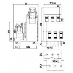 MVD253-5-V EUROCLAMP Borniers pour circuits imprimés, avec vis