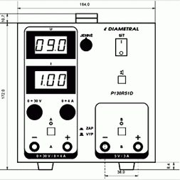 P130R51D-C-BL DIAMETRAL Labortápegység 0-30V/4A + 5V/3A, LED