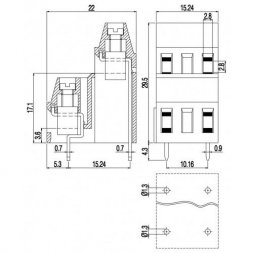 MVDK251-10,16-V EUROCLAMP Borniers pour circuits imprimés, avec vis