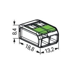 221-422 WAGO Svorka krabicová Green Range, s páčkou CAGE CLAMP 2-vodič. 4mm2 85°C, transparentná