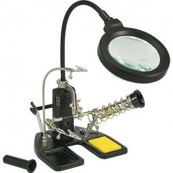 826054 TOOLCRAFT Helping Hand LED Magnifier Lamp, 2x, 4x