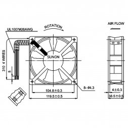 SF1212AD-BL (SF1212AD-BL.GN) SUNON Ventilateurs axiaux CA