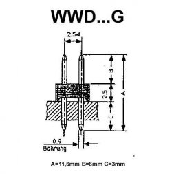 WWD 72 G VARIOUS Steckverbinder-Stiftleiste 2x36P P2,54mm Print Vergoldet