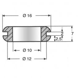 KDF10-B (14.62.060) ETTINGER Durchführungstülle D10/12/16mm, H7mm, Panel max.2mm, Weich PVC, Schwarz