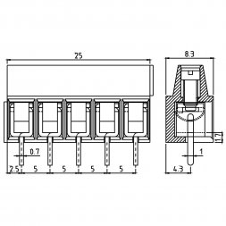 MVE153-5-V EUROCLAMP Morsettiere per circuito stampato