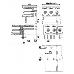 PDSV10-5,08-H EUROCLAMP Borniers pour circuits imprimés, enfichables