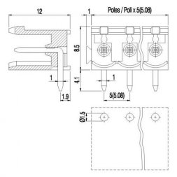 PV02-5,08-H-M-BK EUROCLAMP Borniers pour circuits imprimés, enfichables