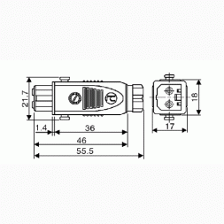 STAK 2 grey (930621106) HIRSCHMANN Conector industrial rectangular F 2P+PE, IP54