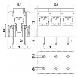 MT173-7,5-WC EUROCLAMP Screw connection PCB Terminal Blocks