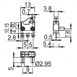 1065.5203 MARQUARDT Micro-signal Switch 1-(1) SPDT 0,1A 30VDC Angled Lever, Solder Lugs