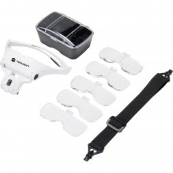 2469761 TOOLCRAFT Magnifier Glasses incl. LED Lighting, Magnification: 3,5x/2,5x/2,0x/1,5x/1,0x