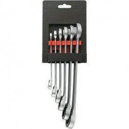 824124 TOOLCRAFT Fork/Ratchet Wrench Set Reversible 8-19mm 6pce