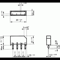 B250C1500B DIOTEC Brückengleichrichter 1,5A/600V SIL w+w-