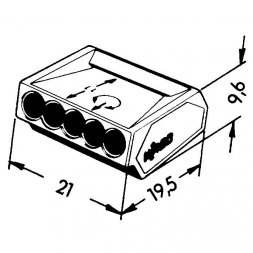 273-105 WAGO Splicing Connector PUSH WIRE 5-cond. 2,5mm2 24A 1P Dark Grey