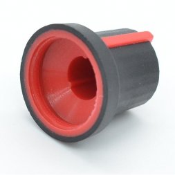 CL170842CR CLIFF Buton rotativ pentru potenţiometru 6mm D16,8x14,5mm negru/roșu