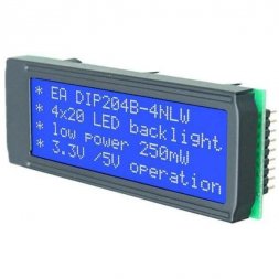 EA DIP204B-4NLW DISPLAY VISIONS LCD karakteres 4x20 STN kék, LED háttérvil. DIP