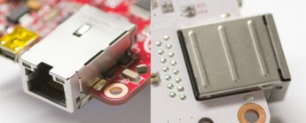 Embedded RJ45 connectors with integrated transformers