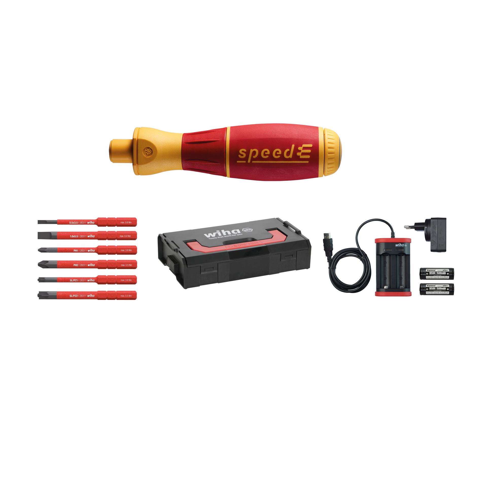 speedE 590 T101 (41911), WIHA E-screwdriver Set Bits+Battery+Charger