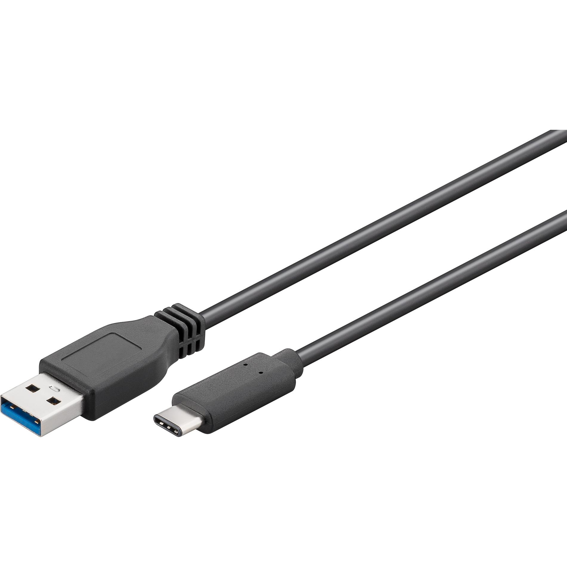 CÂBLE USB-C (3.0), USB-A / USB-C, M/M, 3A, LED, BLEU, 1M